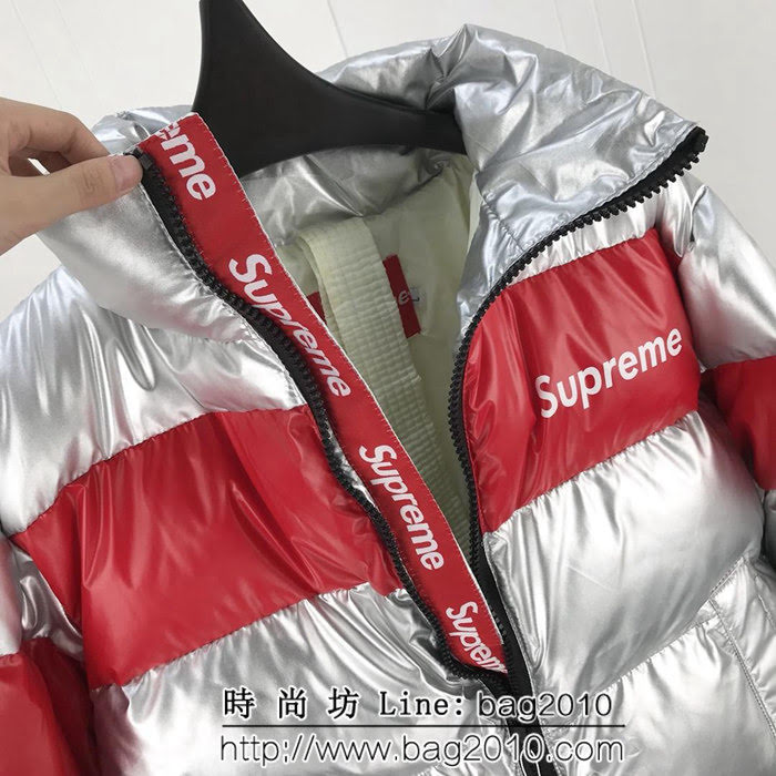 SUPREME  18ss秋冬新款 紅色suP印花搭配亮銀色 加厚棉服 情侶款 ydi1247